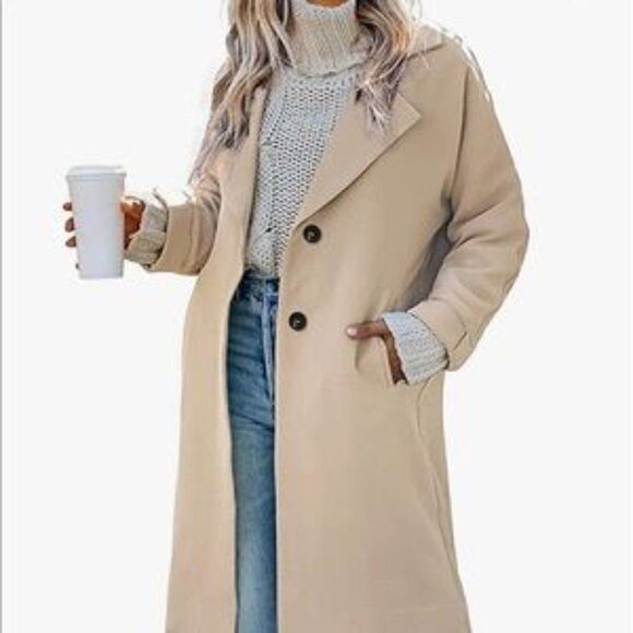 NEW Khaki Single Breasted Trench Overcoat - Picture 2 of 5